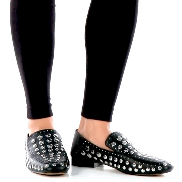 1. State Black Leather ‘Flintia’ Silver Studded Convertible Flats Size 7.5